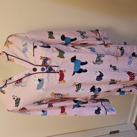 Nick & Nora Nightgown Nightshirt Dogs Wearing Sweaters Pink Cotton Size Large - Picture 1 of 9